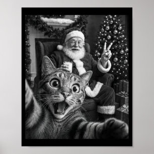 Poster Natal Papai Noel Feliz Natal Gato Engraçado Selfie
