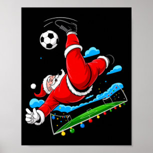Poster Natal Papai Noel Futebol Chute de Bicicleta Xmas E