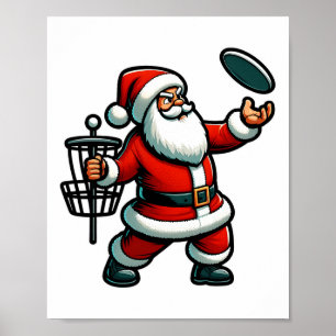 Poster Natal Papai Noel Jogando Golf Pajama Xma