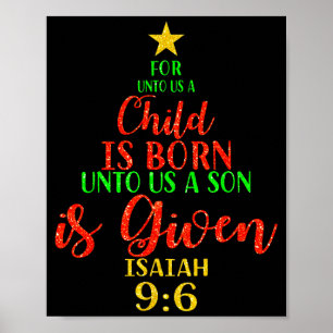 Poster Natal Para Nós Uma Criança Nasceu Xmas Christi