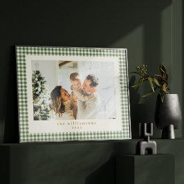 Poster Natal Personalizado com Foto Plaid Xadrez Verde Fo