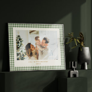 Poster Natal Personalizado com Foto Plaid Xadrez Verde Fo