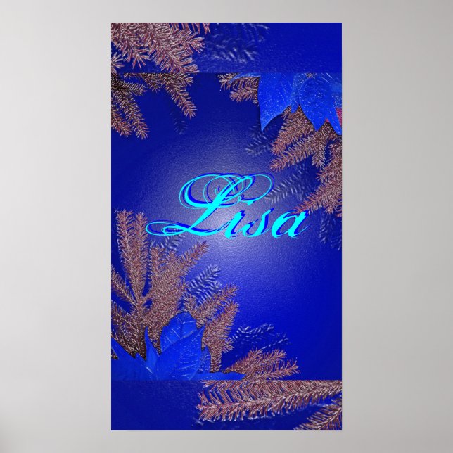 Poster Natal Poinsettia Azul Lisa I (Frente)