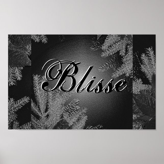 Poster Natal Poinsettia Black E Cinza Bliss II (Frente)