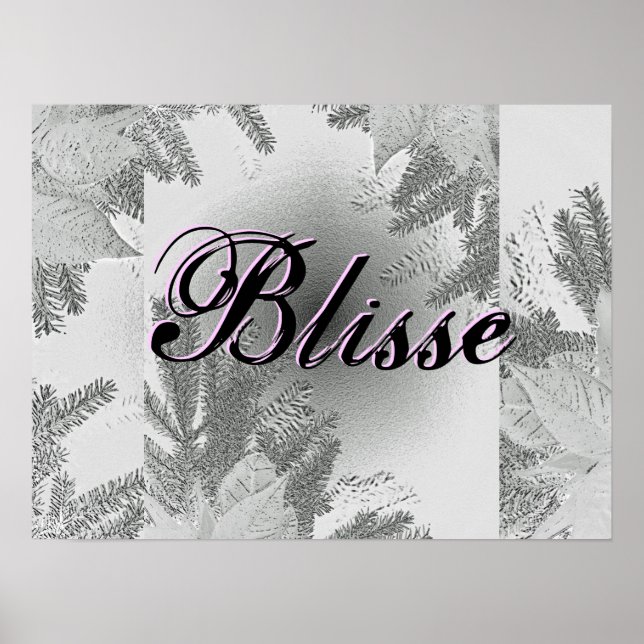 Pôster Natal Poinsettia White E Cinza Bliss (Frente)