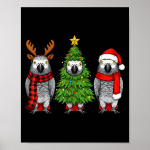 Poster Natal retrô africano G Papagaio Pássaro Papai Noel