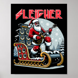 Poster Natal Rock de Heavy Metal Hail Santa Xma