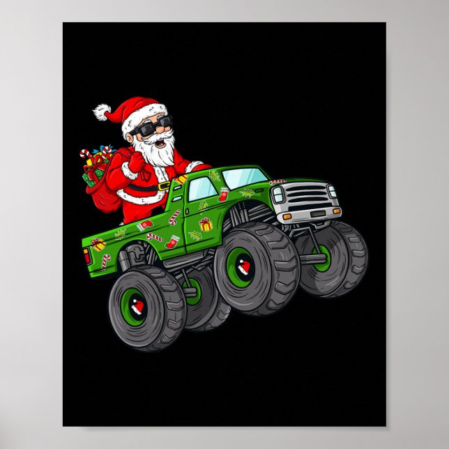 Poster Natal Santa Claus Andando Monstros Rapazes Ki (Frente)