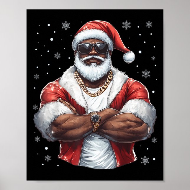 Poster Natal Santa Claus Xmas Legal Negro Africano (Frente)