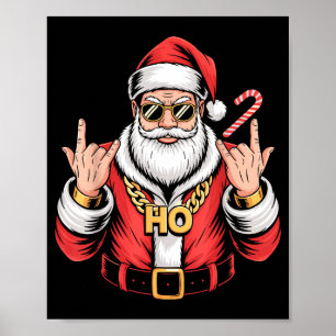 Poster Natal Santa Vintage Ho Ho Cadeia Retro Xmas Reb