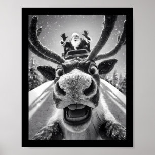 Poster Natal Selfie de Renas Engraçado