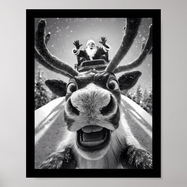 Poster Natal Selfie de Renas Engraçado  (Frente)