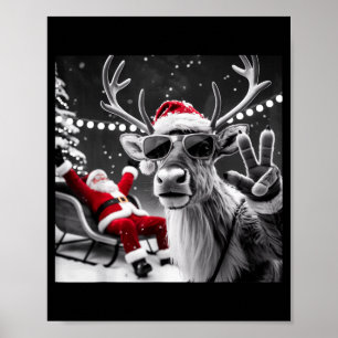 Poster Natal Selfie Engraçado de Rena 