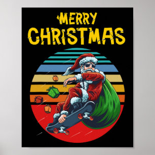 Poster Natal Skateboarding Papai Noel Skatista Natal Dive