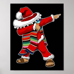 Poster Natal Sombrero Dabbing mexicano Serape Poncho S