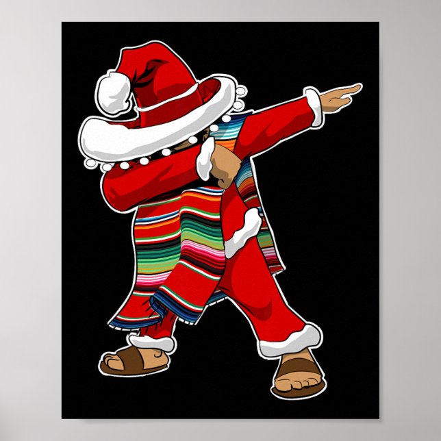 Poster Natal Sombrero Dabbing mexicano Serape Poncho S (Frente)