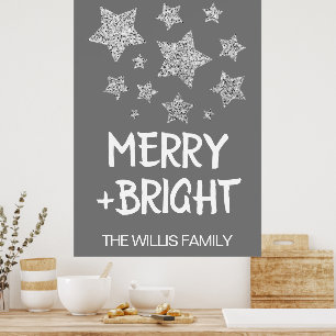 Poster Natal Sparkle Stars Feliz brilhante