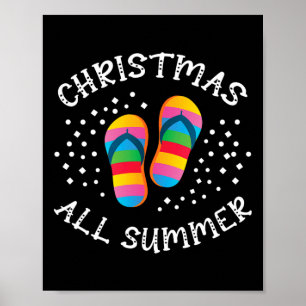 Poster Natal Todos os Papais noeis de Verão Chinelos de p
