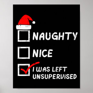 Poster Natal Travesso Bom Deixado Sem Supervisão Xmas Hom