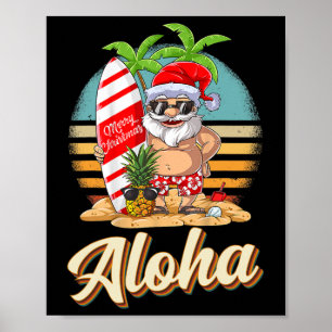 Poster Natal Tropical Aloha Papai Noel Natal Em Julho H