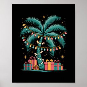 Poster Natal Tropical Havaiano Papai Noel Palmeira Com L