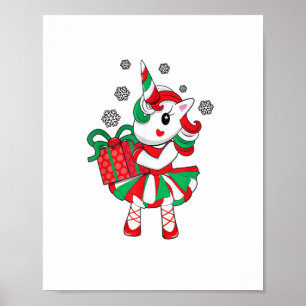 Poster Natal Unicorn Diversão Meninas Crianças Floco de N