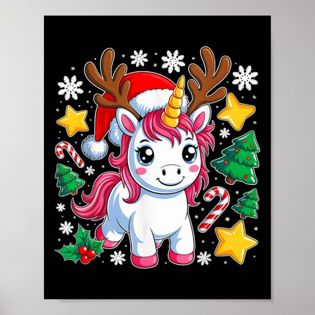 Poster Natal Unicórnio Magical Xmas Toddler Raparigas (Frente)