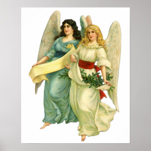 Poster Natal vintage, anjos angélicos do Victorian