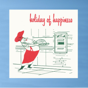 Poster Natal vintage, cozinheiro chefe de Papai Noel e