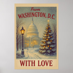 Poster Natal Vintage de Washington, DC com Amor