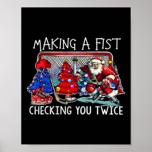 Poster Natal Vintage Fazendo um Punho Verificando Você Du