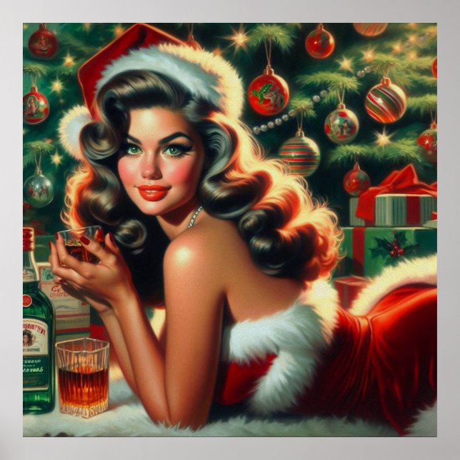 Poster Natal vintage Girl (Frente)