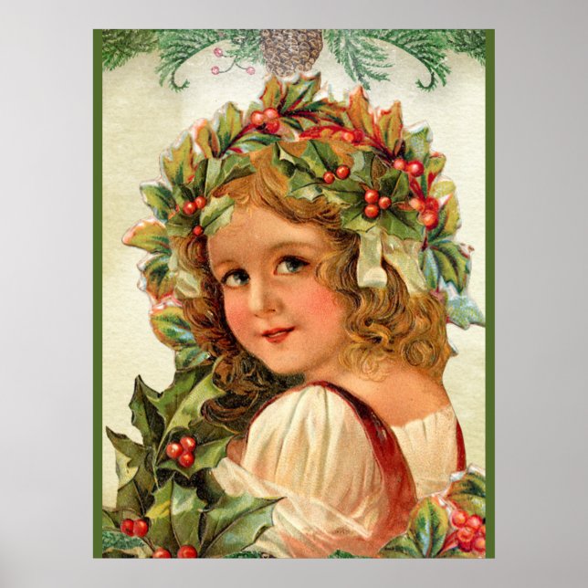 Poster Natal vintage, Holly, sai de seu cabelo (Frente)