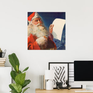 Pôster Natal vintage, lista agradável impertinente de