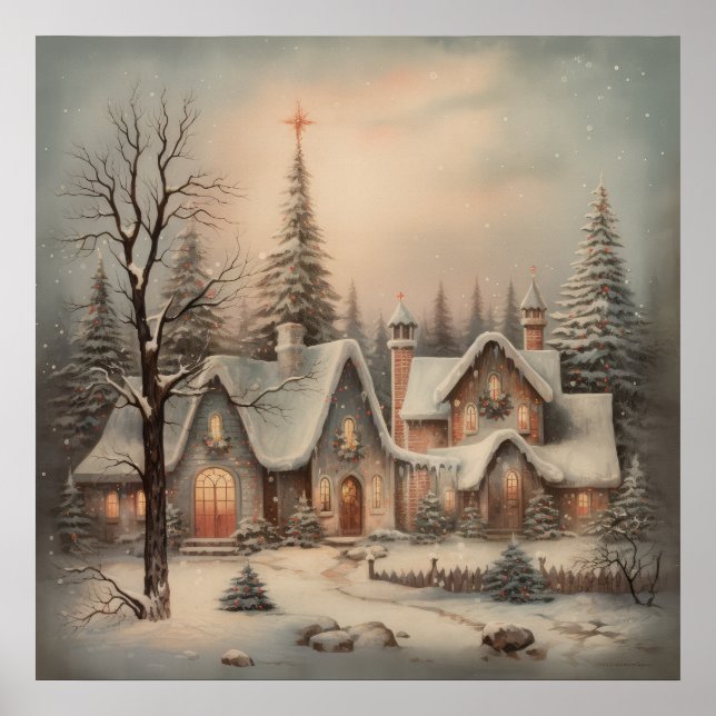 Poster Natal vintage Noturno (Frente)