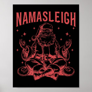 Poster Natal Vintage Retro Yoga Papai Noel Namasleigh