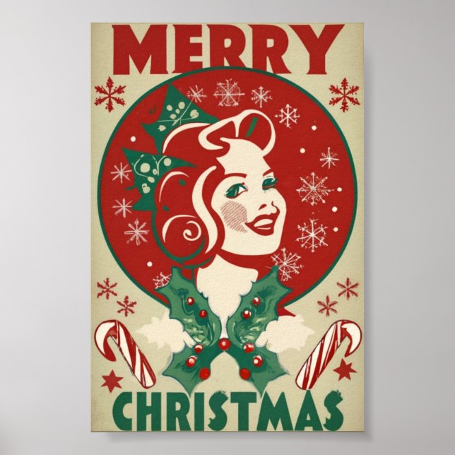 Poster Natal vintage tradicional de designs (Frente)