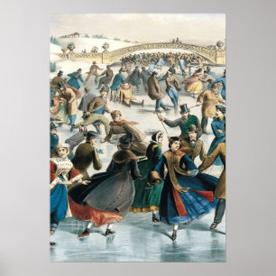 Poster Natal Vitoriano Central Park Currier & Ives