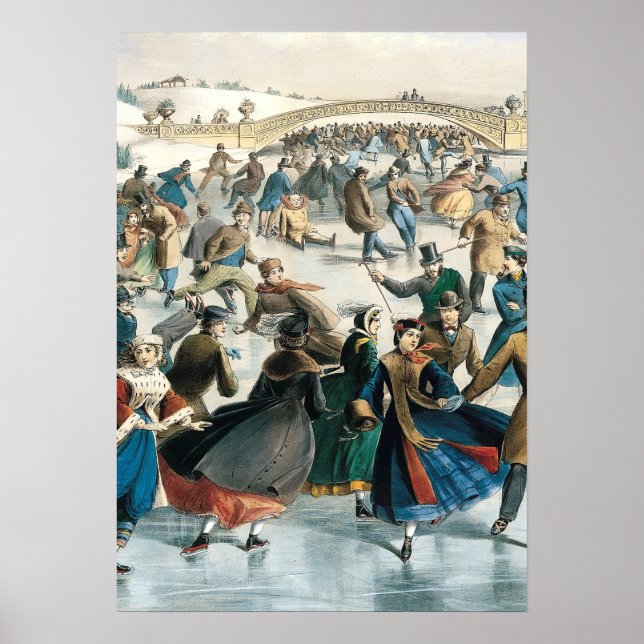 Poster Natal Vitoriano Central Park Currier & Ives (Frente)