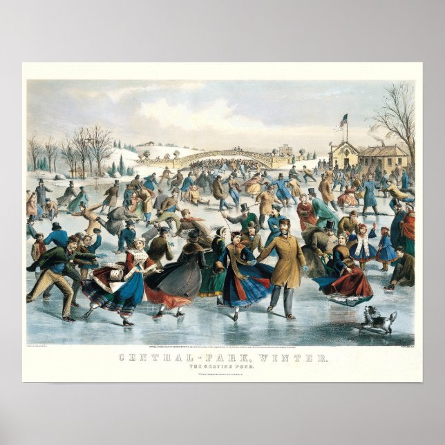 Poster Natal Vitoriano Central Park Currier & Ives (Frente)