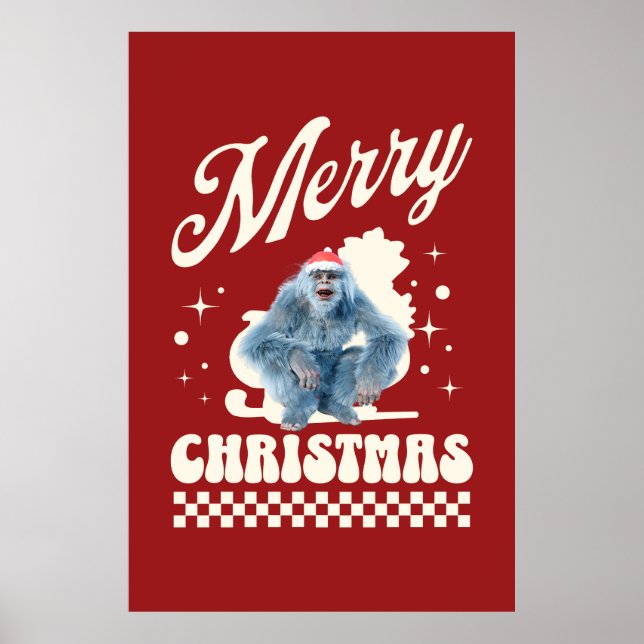 Poster Natal Yeti Divertido Humor de Férias (Frente)