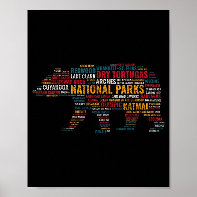 Poster National Parks Usa Bear Hiking Camng Adventure Gif (Frente)