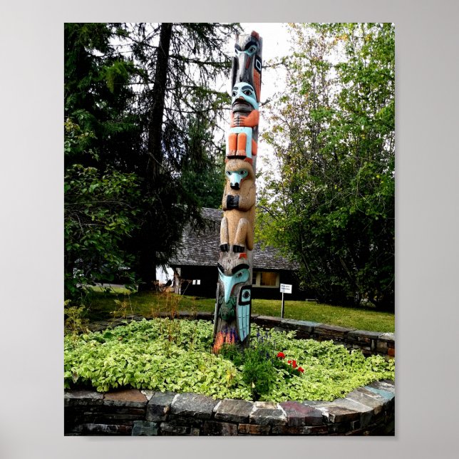 Poster Native American Totem Poll Glacier Park Montana (Frente)