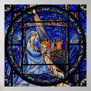 Pôster Natividade do estilo do vitral