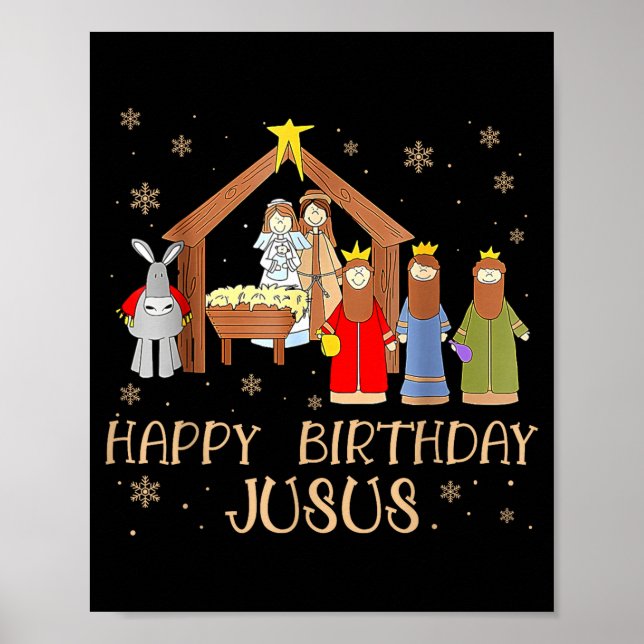 Poster Nativity Happy Birthday Jesus Christmas Nativity C (Frente)