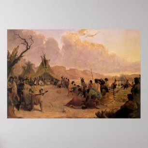 Pôster Nativo americano do vintage, dança da medicina po