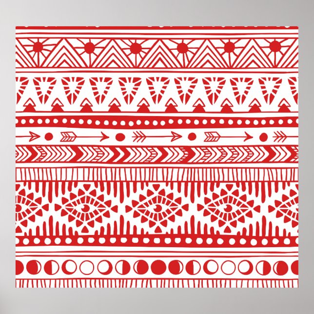 Poster Nativo Americano: Red Ink Doodle. (Frente)