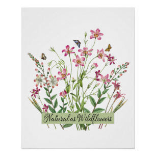Pôster Natural como Flores Silvestres - Vintage -
