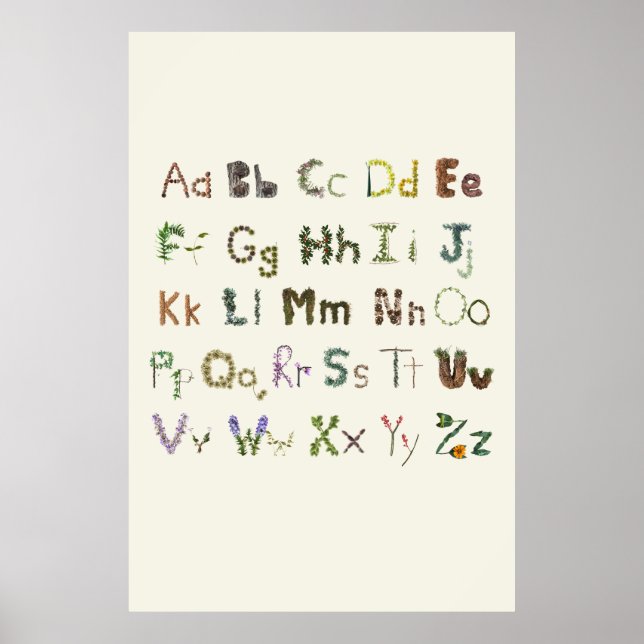 Poster Nature Alphabet Kids Botânico Explorando ABC (Frente)