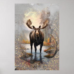 Poster *~* Nature AP49 MOOSE Artsy Forest Sparkle